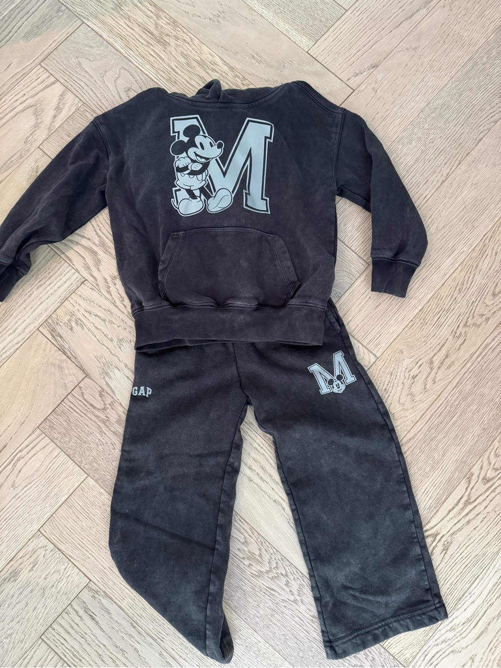 GAP Kids & Disney Black Sweatsuit with Mickey 'M' Logo